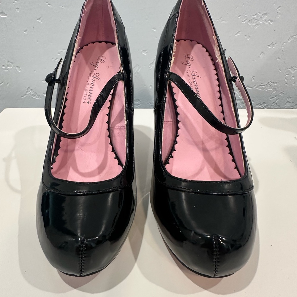 Black and Pink Stiletto Heels with Mary Jane Strap
